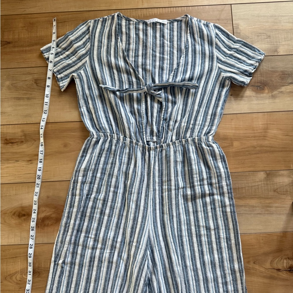 Blue and White Striped Wide-Leg Jumpsuit - Picture 2 of 7